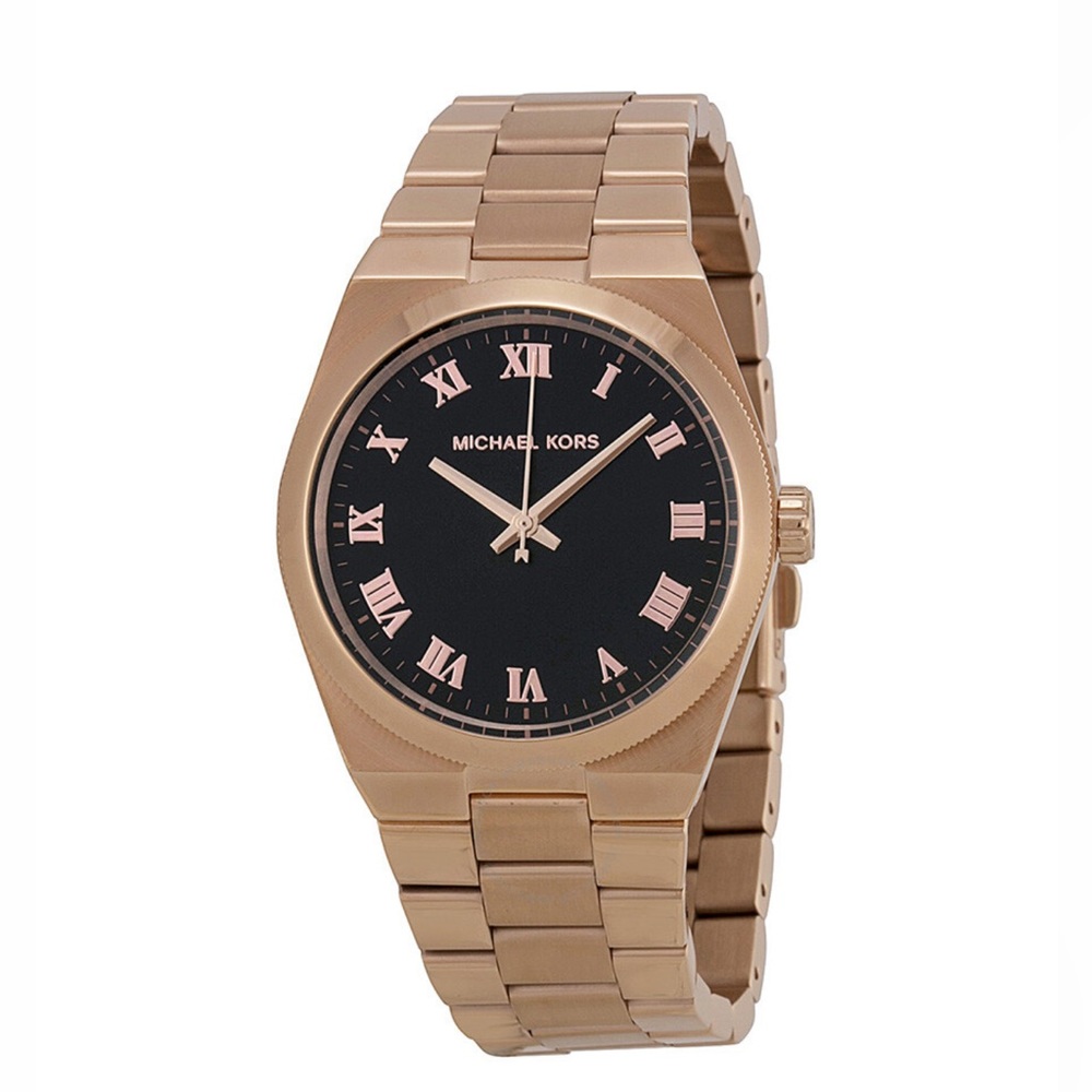 MICHAEL KORS Channing Black Dial Rose Gold-tone Ladies Watch MK5937 (Pre-owned)